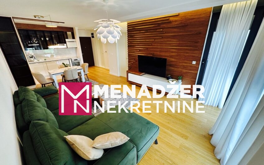JEDNOSOBAN LUX NAMJEŠTEN STAN 57 m2 SA GARAŽOM-PREKO MORAČE-LINEA