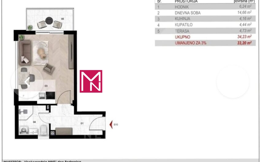 GARSONjERA 33 m2 – MOMIŠIĆI