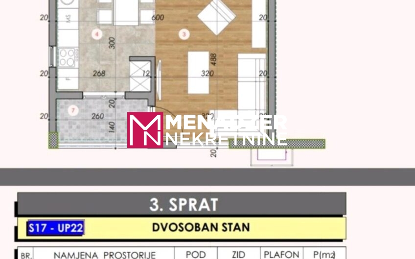 DVOSOBAN STAN 59 m2 – ZABJELO